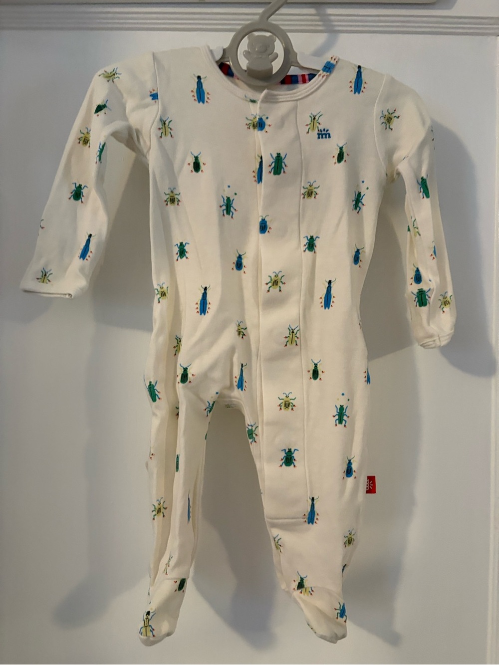 Magnetic Me Cream Footed One-Piece with Blue & Green Bug Print